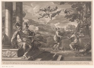 Personnifications assises du Génie et de la Philosophie avec des nymphes plantant des roses - François Spierre