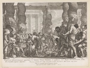 Samson conduit à une colonne dans le temple de Dagon