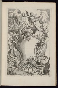 Cartouche avec un génie, Livre de Cartouches à divers usages - François de Cuvilliés the Elder
