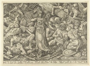 Victoire entourée de prisonniers et de trophées