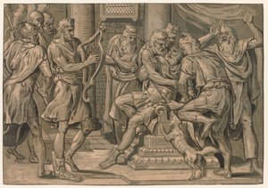 David jouant de la harpe devant Saül, 1555 - Frans Floris