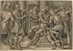David jouant de la harpe devant Saül - Frans Floris I