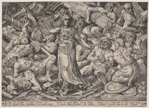 Victoire entourée de prisonniers et de trophées