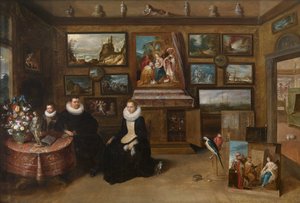 La Kunstkammer avec un couple marié et leur fils, premier tiers du 17ème siècle - Frans Francken the Younger