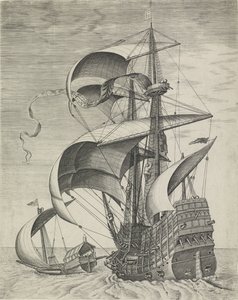 Un navire de guerre accompagné d