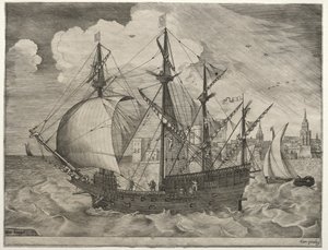 Navires à voile : quatre-mâts armé mettant à la mer, 1561-65 - Frans Huys