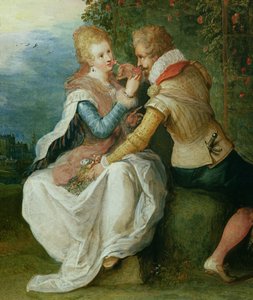 Deux amoureux dans un jardin