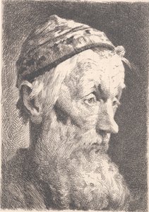 Vieil homme avec un bonnet de laine blanche - Frans Schwartz