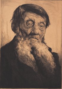 Vieil homme avec une barbe blanche divisée