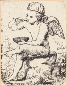 Génie, soufflant des bulles de savon - Frans Schwartz