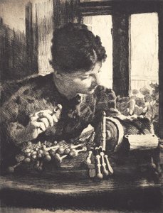 Dentellière à la fenêtre - Frans Schwartz