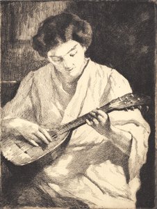 Dame jouant du mandoline