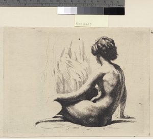Modèle féminin nu assis sur le sol