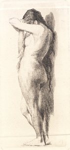 Femme nue debout, cachant son visage