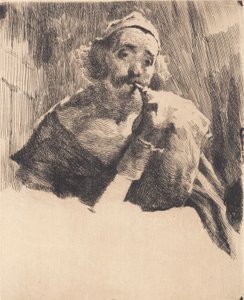 Vieux berger jouant de la cornemuse