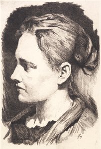 Jeune fille de profil avec cheveux relevés - Frans Schwartz