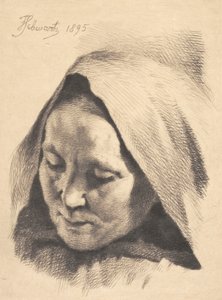 Vieille femme avec un bonnet sur la tête - Frans Schwartz