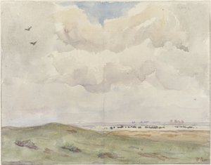 Paysage de dunes avec troupeau