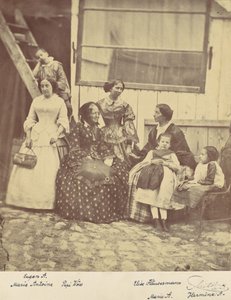 [Portrait de groupe de quatre femmes et trois enfants], 1850s-60s - Franz Antoine