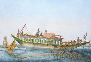 Badjera, un bateau fluvial avec une grande pagaie gouvernail, de 