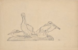 Esquisse pour un groupe de pélicans - Franz Barwig d. Ä.