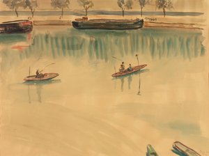 Bateaux sur la Seine près de Paris