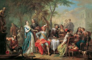 Conversation en plein air avec vin et chant
