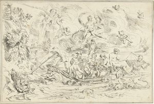 Apollon et Pan dans un petit bateau - Franz Ertinger
