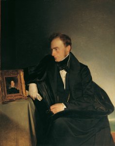 Le peintre Franz Wipplinger regardant le portrait miniature de sa sœur décédée