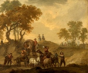 Paysage avec chariot à bagages