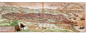Carte de Barcelone - Espagne (gravure) - Franz Hogenberg