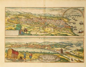 Carte de Barcelone et Écija de Civitates Orbis Terrarum par Georg Braun - Franz Hogenberg