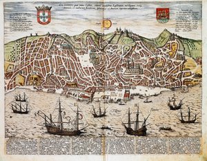 Carte de Lisbonne - Portugal (gravure) - Franz Hogenberg