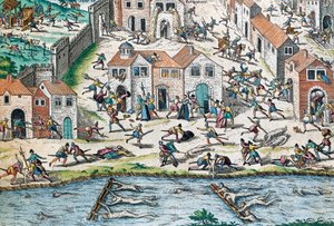 Scène des guerres de religion françaises, gravure de Franz Hogenberg