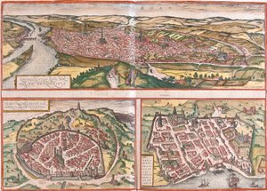 Vue de Rouen (Rotomagus), Nîmes (Nemausus) et Bordeaux (Burdigala), France