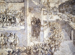 Guerre de Religion (Saint Barthélemy). Dessin par Hogenberg