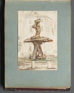 Album avec vues de Rome et des environs, études de paysage, page 17a : Fontaine romaine