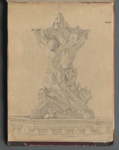 Album avec des vues de Rome et des environs, études de paysage, page 21a : Fontaine romaine - Franz Johann Heinrich Nadorp