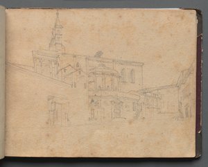 Album avec des vues de Rome et des environs, études de paysages, page 26a: Vue architecturale romaine