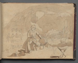 Album avec des vues de Rome et des environs, études de paysage, page 39a : Figure dans un paysage - Franz Johann Heinrich Nadorp