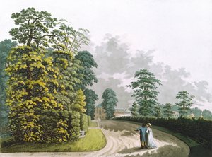Vue latérale du palais dans les jardins de Kensington, gravée par Heinrich Joseph Schutz, pub. 1798 par Ackermann - Franz Joseph after Manskirch