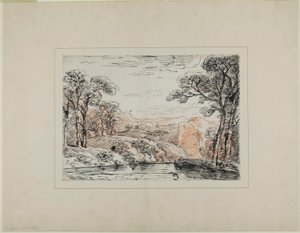 Paysage avec rivière et collines lointaines - Franz Kobell