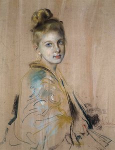 Fille avec un éventail, années 1880 - Franz von Lenbach