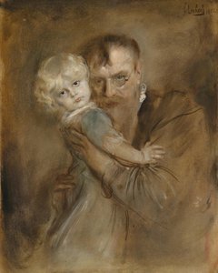 Autoportrait avec fille Marion - Franz von Lenbach