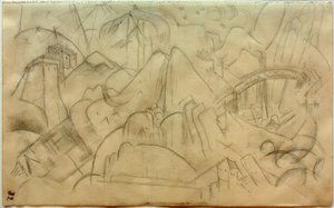 Paysage de montagne avec pont (Tyrol) - Franz Marc