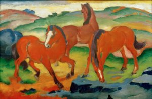 Les chevaux rouges (Chevaux paissant IV)