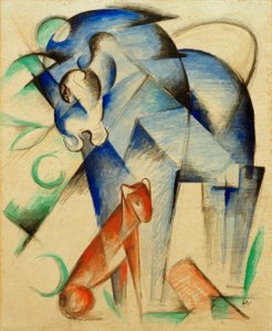 Animaux fabuleux (Cheval bleu et chien rouge)
