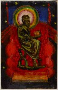 Sitzender Heiliger (Byzantinischer Heiliger), Postkarte aus Sindelsdorf an Wassily Kandinsky in München - Franz Marc