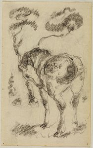 Cheval debout avec des arbres - Franz Marc