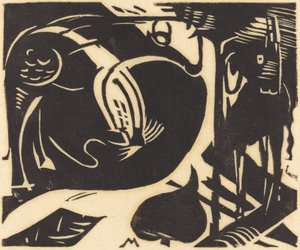 Deux animaux mythiques, 1914